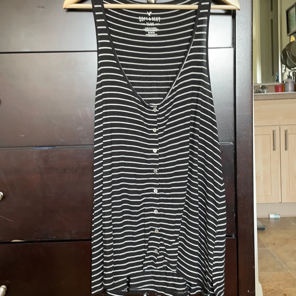 Black and white striped tank top